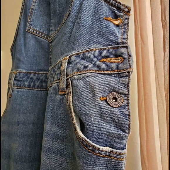NWOT Denim & Co. Ripped Denim Overall Bib Jeans - Picture 4 of 6